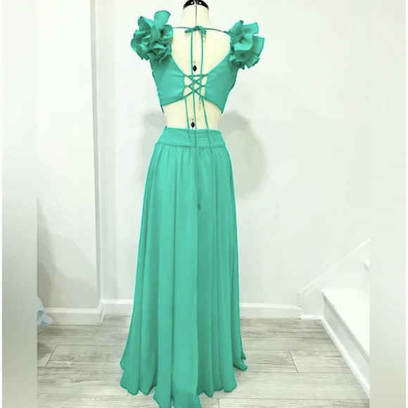 PatBo Cyan Flutter Sleeve Maxi Dress - Picture 13 of 16